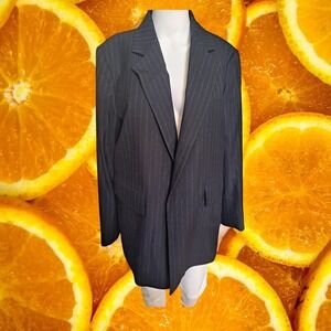 Massimo Dutti‎ Pinstripe Blazer Menswear Formal Open Front  EU44 US12